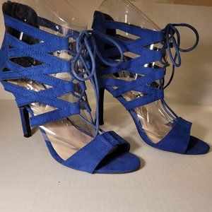 Cobalt Blue Strappy, Lace-Up Heels